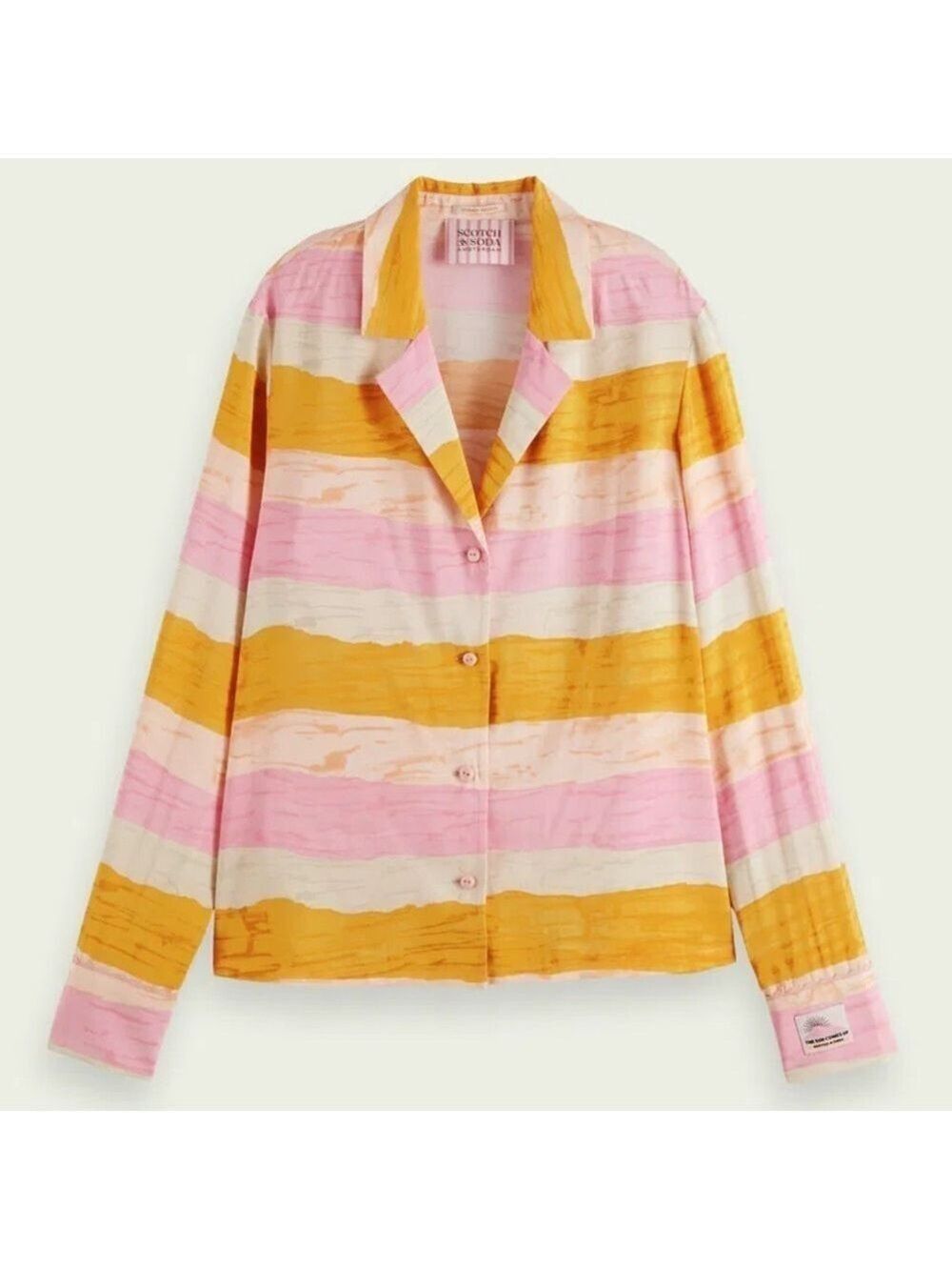 Scotch & Soda x Abel Macias pink mustard button down shirt Medium Womens